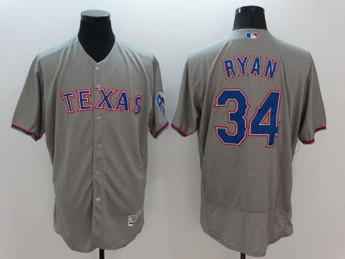 Rangers #34 Nolan Ryan Grey Flexbase Authentic Collection Stitched MLB Jersey - Click Image to Close